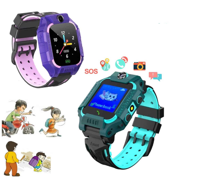 Kids Positioning GPS Smart Watch With Micro Sim Card and HD Touch Screen - Green and Blue - Zoom Image 4