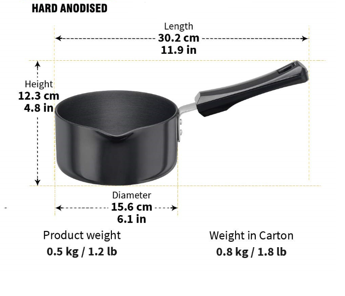 Hawkins Futura L93 1 Litre Hard Anodised Sauce Pan With Lid - Black - Zoom Image 2