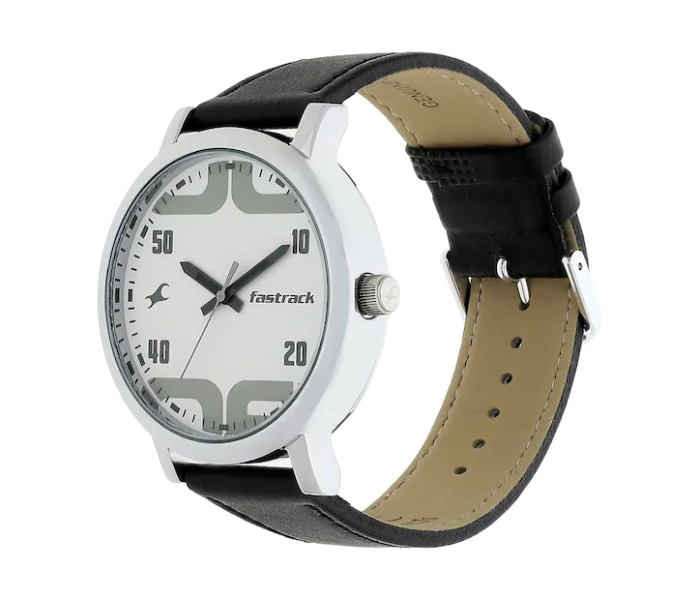 Fastrack 38052SL04 Bold White Dial Black Leather Strap Watch foe Men- Black - Zoom Image 2