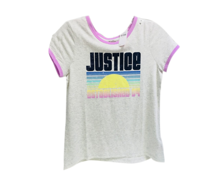 Justice Printed T-Shirt for 12 Year Kids - White - Zoom Image