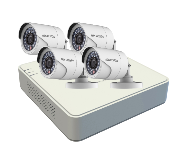 Hikvision DS-J142I/7104HQHI-K1+4CAM 4 Channel H.265 Compression Technology 2MP Bullet Kit - White - Zoom Image