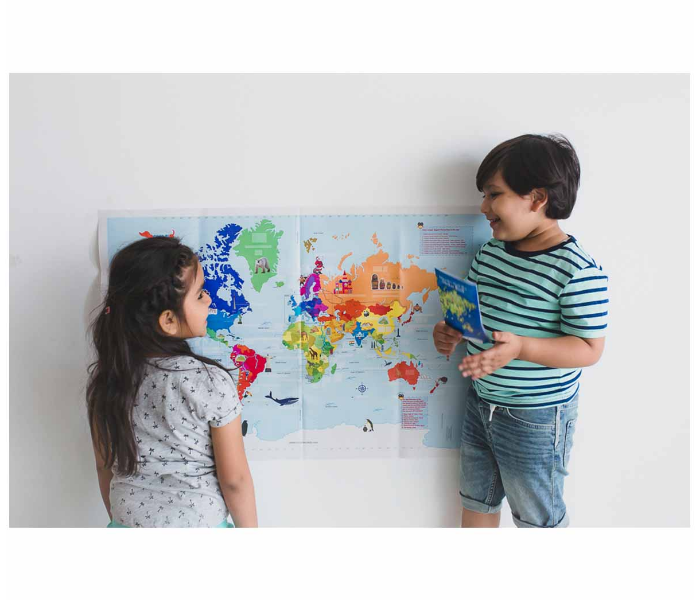 CocoMoco Kids World Map with Reusable Stickers Activity Kit - Zoom Image 3