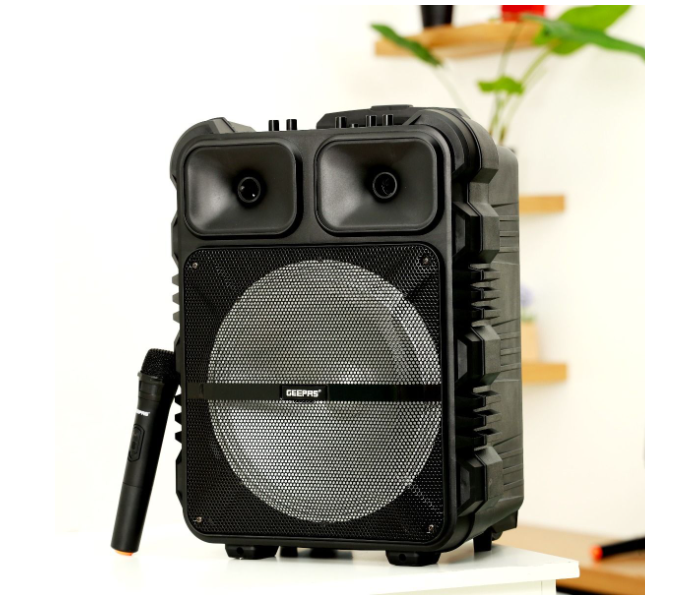 Geepas GMS11190 Rechargeable Trolley Speaker with Mic - Black - Zoom Image 2