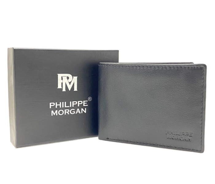 Philippe Morgan PM012 Leather Bifold Wallet for Men - Black - Zoom Image 1