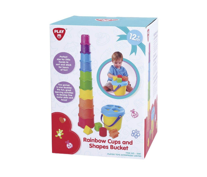 PlayGo 2381 Rainbow Cups And Shapes Bucket Toy for Kids - Zoom Image 2