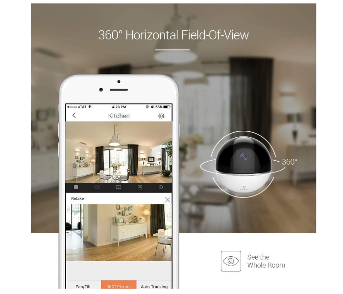 Hikvision C6TC-CS-CV248-A0-32WFR Ezviz Smart Home Security Camera with Motion Tracking - White - Zoom Image 2