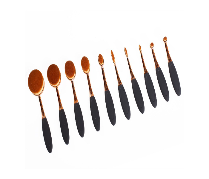 Miss Beauty 50236 Set of 10 Pieces Flipped Oval Makeup Brushes Set - Black and Gold - Zoom Image 3