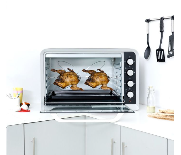 Geepas GO34027 100 Liter 2800W 4 Function Electric Oven With Rotisserie and Convection - White and Black - Zoom Image 1