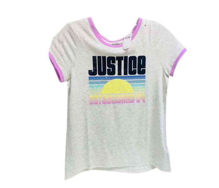 Justice Printed T-Shirt for 8 Year Kids - White - Zoom Image