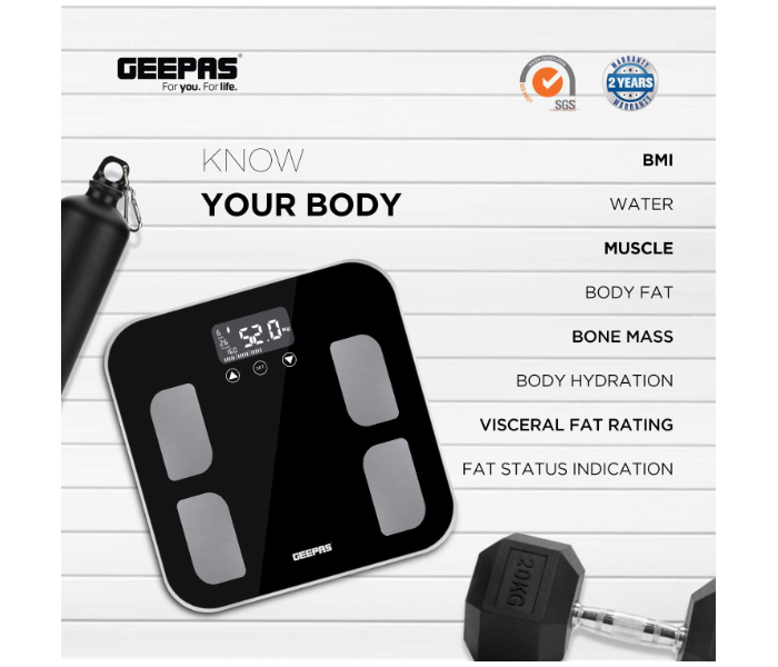 Geepas GBS46505 UK Digit Body Fat Scale - Black - Zoom Image 4