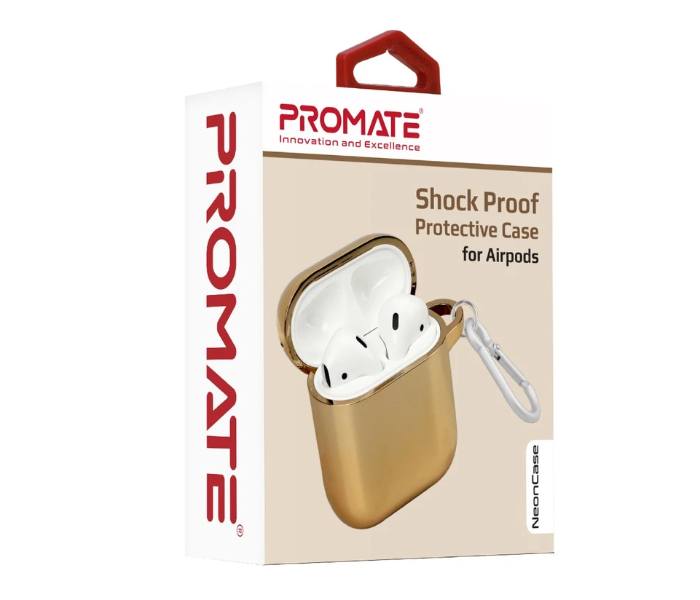 Promate NEONCASE Impact Resitant Hard-Cover Case for Airpods with Wireless Charging - Gold - Zoom Image 4