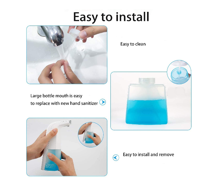 Hand Free Auto Motion Sensor Automatic Foaming Soap Dispenser For Bathroom - White and Blue - Zoom Image 3