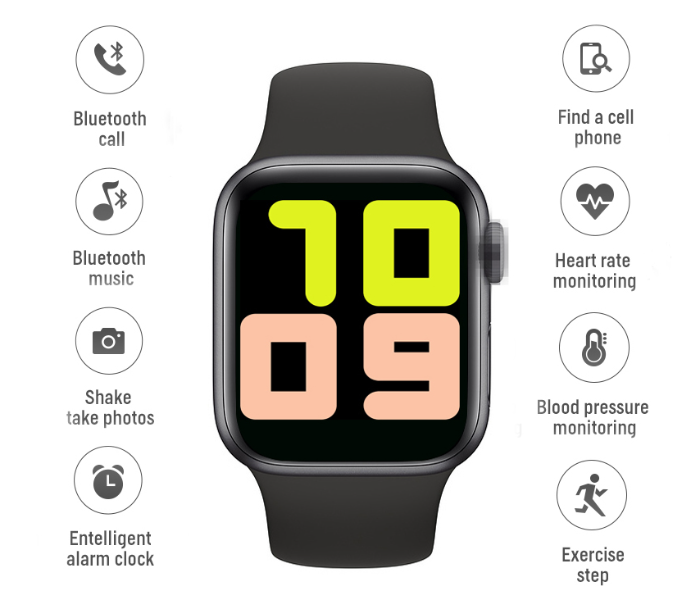 T500 Smartwatch with Bluetooth Calling and Heart Rate Monitor - Black - Zoom Image 3