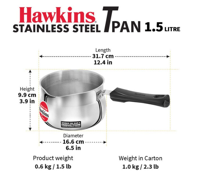 Hawkins Futura HW8005300  1.5 Litre Stainless Steel T Pan - Silver - Zoom Image 3