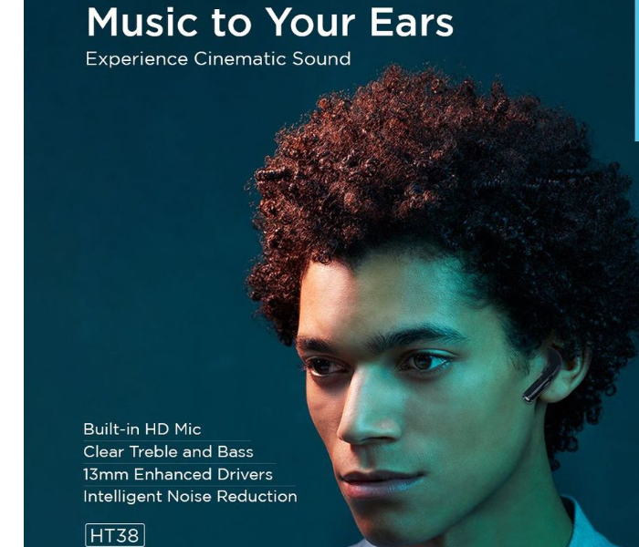 Lenovo HT38-BK Lenovo Bluetooth 5.0 Hands-Free True Wireless Stereo Half In-Ear Earphones with Deep Bass, Intelligent Noise reduction and Touch Control for Calling and Listening Music - Black - Zoom Image 3