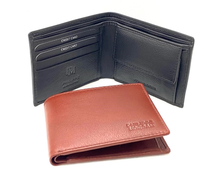 Philippe Morgan PM012 Leather Bifold Wallet for Men - Brown - Zoom Image 2