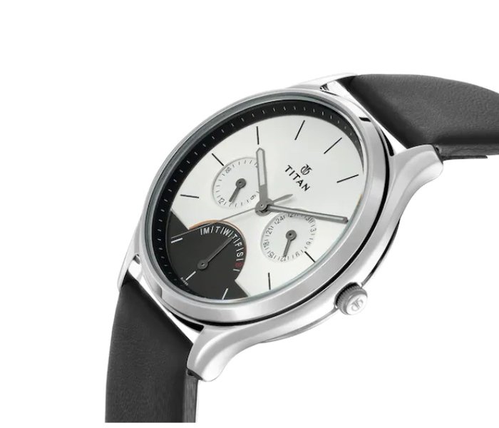 Titan 1803SL01 Workwear Watch with Silver Dial and Leather Strap for Men - Zoom Image 2