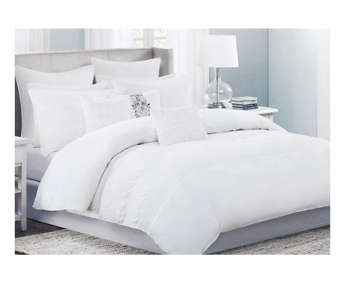 Parry Life PLCF7602 Soft Micro Polyester Fabric Double Comforter Set - White - Zoom Image 1