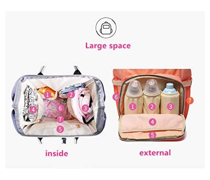 Waterproof Large Capacity Insulation Mummy Diaper Bag - Pink and Grey - Zoom Image 6