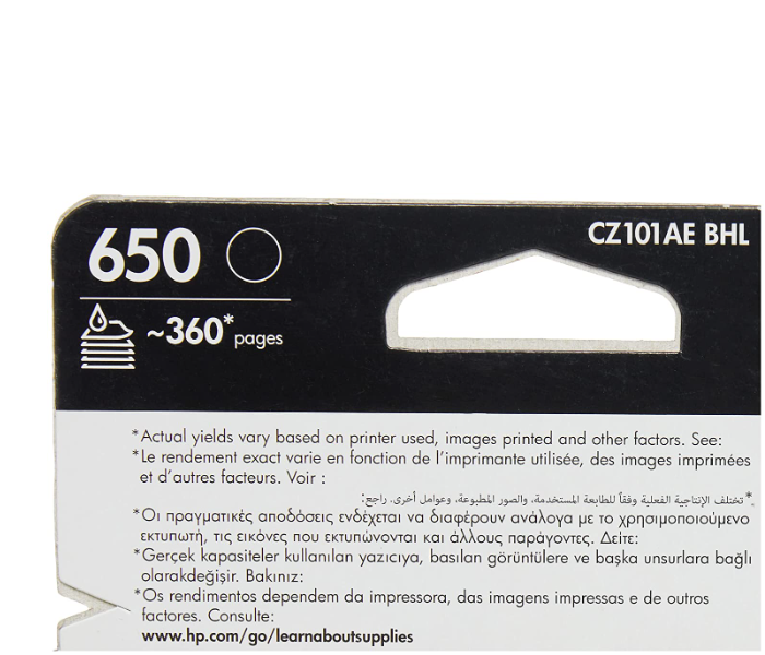 HP CZ101AE 650 Original Ink Advantage Cartridge - Black - Zoom Image 4