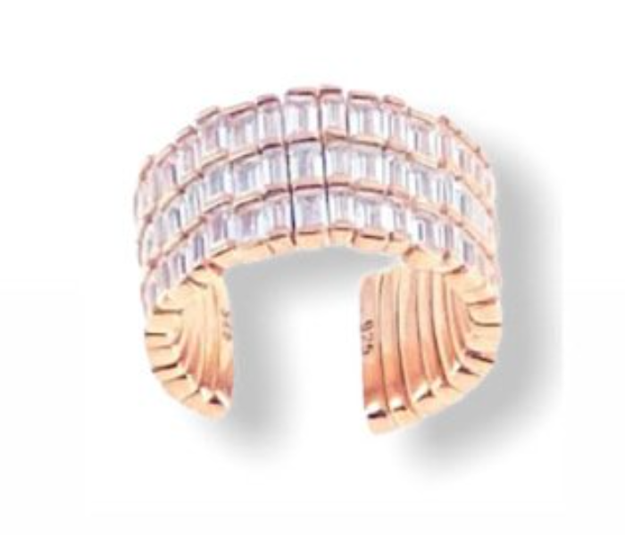 Aden Lily WR-04 Adjustable Baguette Sterling Ring- Rose Gold - Zoom Image 1