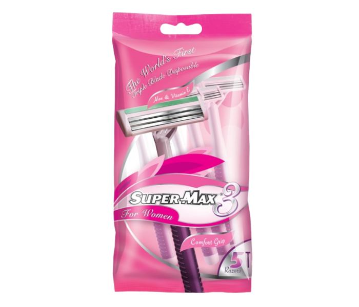 Supermax Pack of 5 Three Blade Razor For Women - Zoom Image