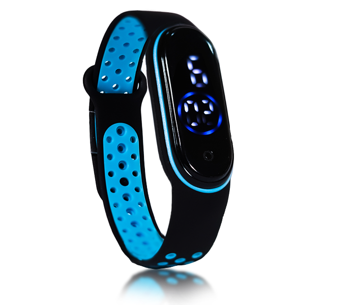 Jongo Perfect OK Dot Strap Band LED Watch - Black and Blue - Zoom Image 1