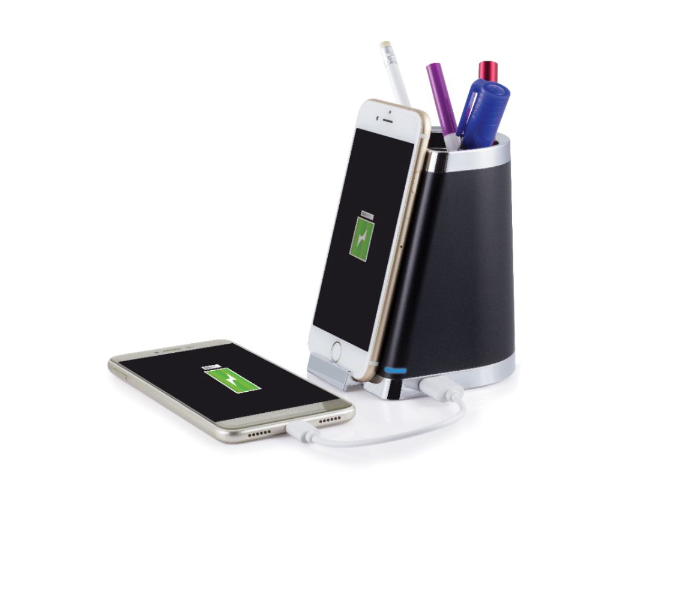 Generic 18G-1 Wireless Charger With Pen Holder And Usb-A Output - Black And White - Zoom Image 1