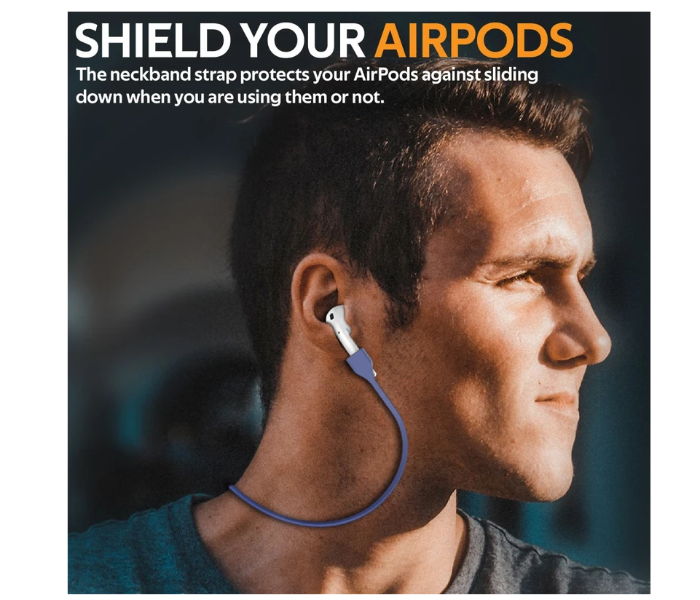 Promate AIRSTRAP Sporty Light Weight Neckband Holder for Airpods - Navy - Zoom Image 2