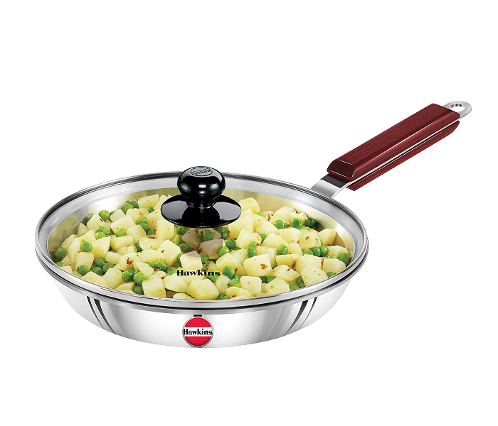 Hawkins Futura HW8006000 26cm Stainless Steel Tri Ply Frying Pan with Glass Lid - Silver - Zoom Image 1