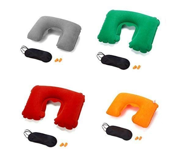 3 in 1 Travel Selection Comfort Fabric Neck Pillow Eye Shade Mask Ear Plugs for Men and Women - Zoom Image 2