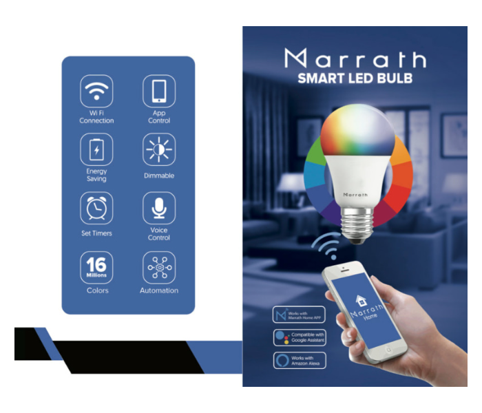 Marrath Smart Wi-Fi Multi Color Rgbw Bulb - White - Zoom Image 2