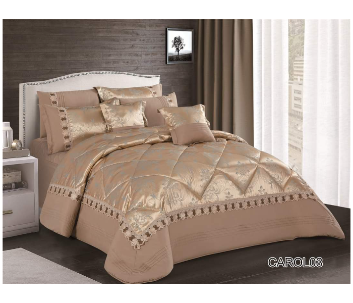 Stargold SG-CJL2002 Comforter Set Of 8 Pieces - Light Brown - Zoom Image