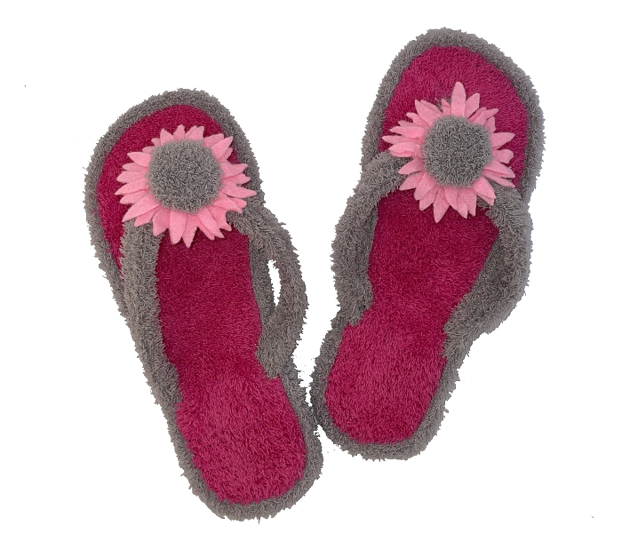 Casual LFV99 US 10 Flower Design Daily Wear Soft Flat Home Slippers for Women - Grey - Zoom Image