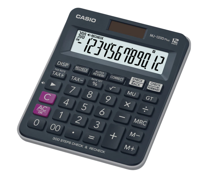 Casio MJ-120D Plus Mini Desk Type Calculator Black - Zoom Image