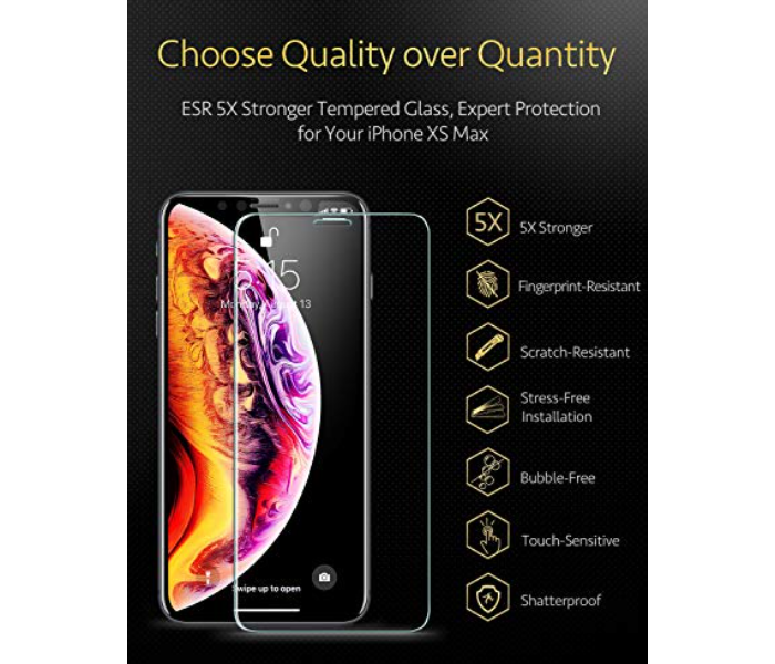 ESR Screen Shield Premium Tempered Glass Screen Protector for 11 Pro Max and Xs Max with Easy Installation Frame - Zoom Image 2