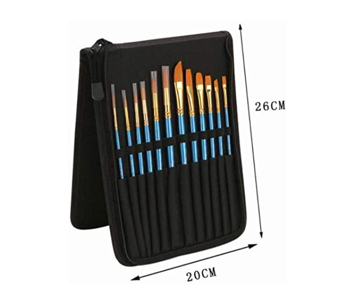 12 Pieces Paint Brush Set and Palette With Carrying Case - Zoom Image 5