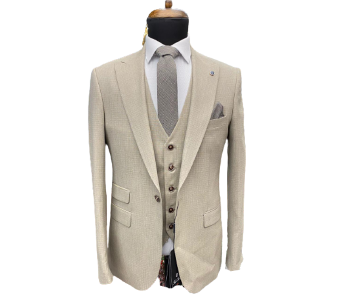 Fatih Zraiq Size 58 Trendy and Attractive Premium Quality 3 Pieces Suit for Men - Cream - Zoom Image