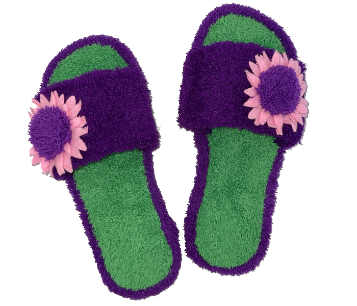 Casual LFO30 US 09 Flower Design Daily Wear Soft Flat Home Slippers for Women - Dark Purple - Zoom Image