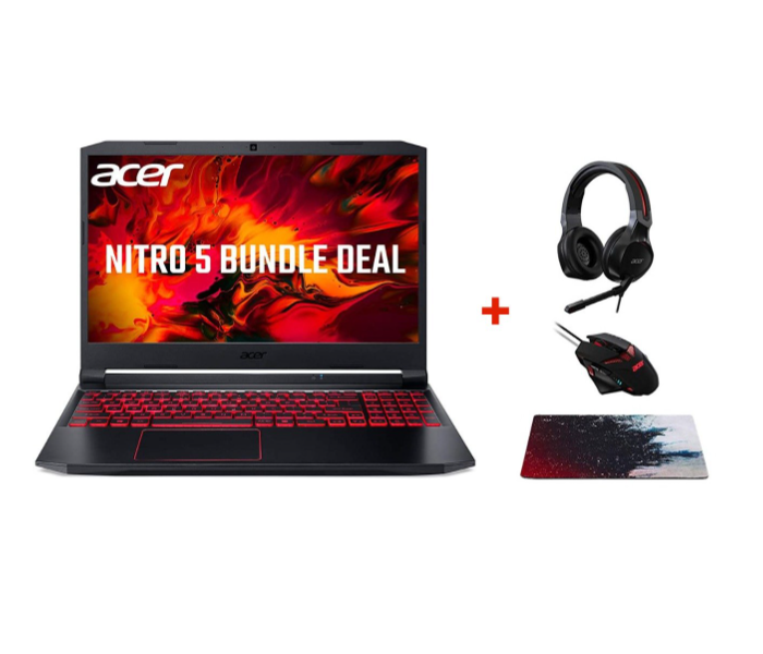 Acer Nitro 5 AN515-55-709E 15.6 Inch FHD Intel Core i7-10750H Processor 32GB RAM 1TB SSD 6GB GTX 1660Ti Graphics Windows 10 pro with Headset Mouse Mousepad - Black - Zoom Image 2