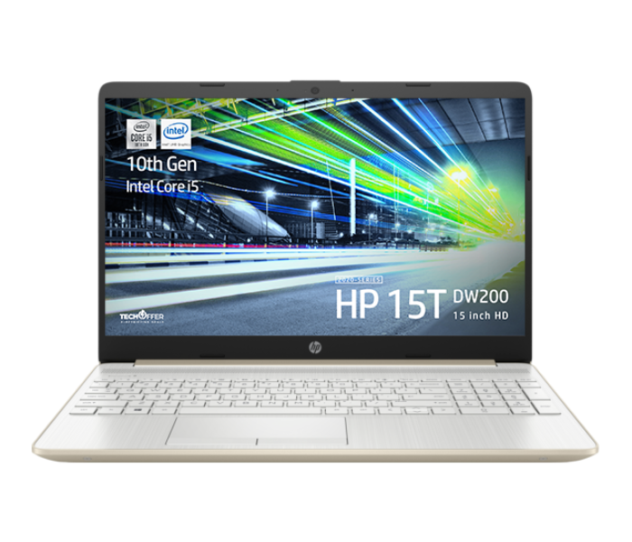 HP 15T-DW200 15.6 Inch Intel Core i5-1035G1 10th Generation 16GB RAM 256GB SSD Intel UHD Graphics Windows 10 Home - Pale Gold and Silver - Zoom Image 1