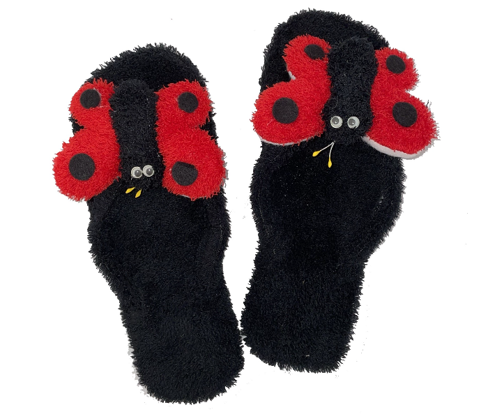 Casual LFV57 US 06 Daily Wear Soft Flat Home Slippers for Women - Black and Red - Zoom Image