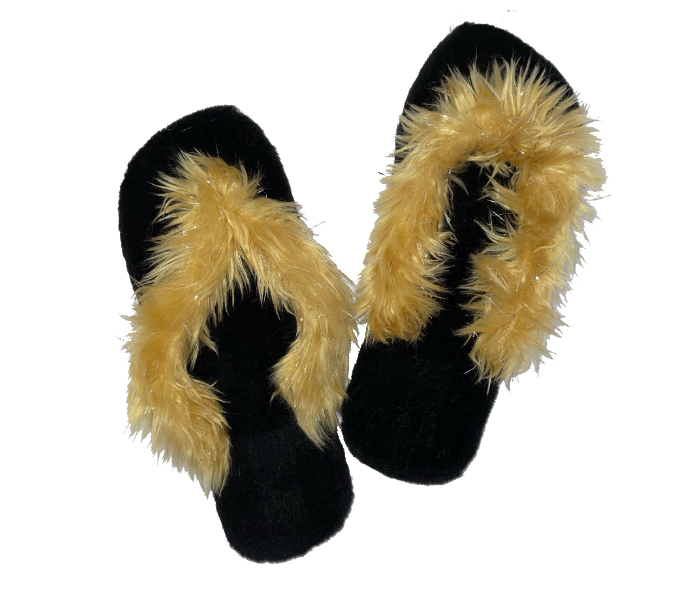 Casual LFV56 US 07 Daily Wear Soft Flat Home Slippers for Women - Black and Gold - Zoom Image