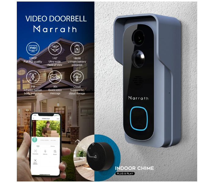  Marrath Smart Video Door Bell - Black and Grey - Zoom Image 6