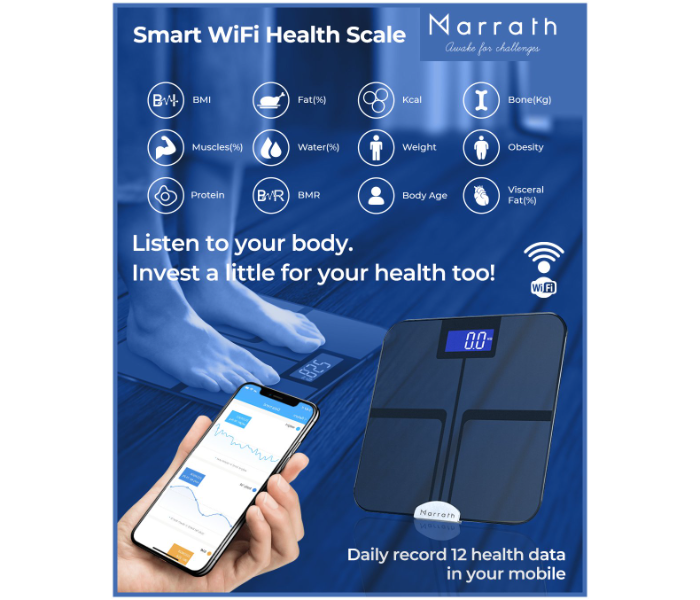 Marrath Smart Home BMI Electronic Weigh Scale to measure 12 Health Parameters  - Zoom Image 2