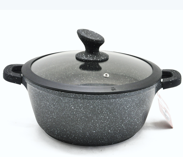 Homeway HW3473 40cm Marble Casserole With Die Cast Aluminum Lid - Black - Zoom Image