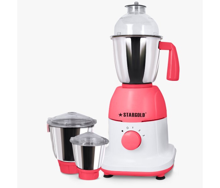 Stargold SG-1373 3 In 1 Steel Mixer Grinder - White and Pink - Zoom Image