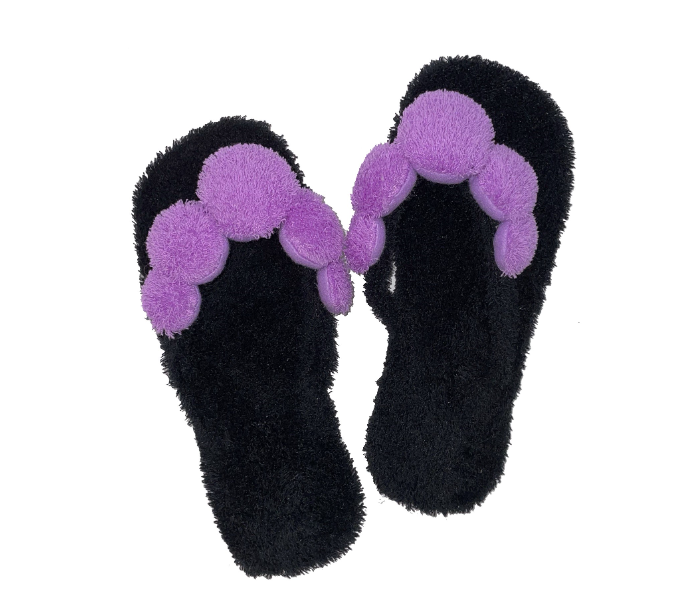 Casual LFV95 US 07 Design Daily Wear Soft Flat Home Slippers for Women - Black - Zoom Image