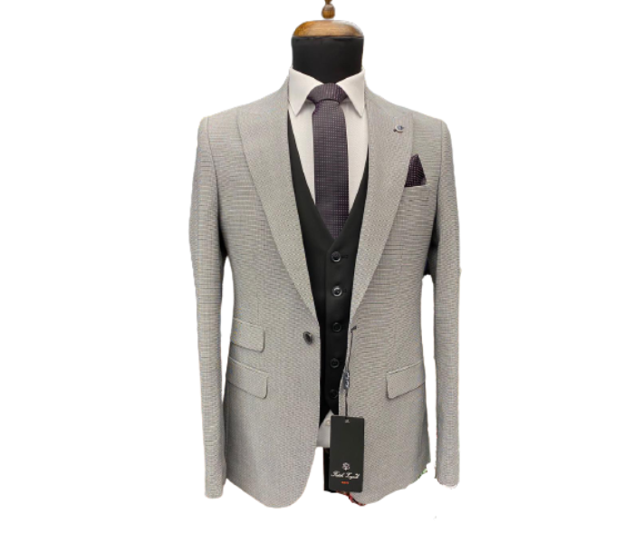 Fatih Zraiq Size 54 Trendy and Attractive Premium Quality 3 Pieces Suit for Men - Grey and Black - Zoom Image