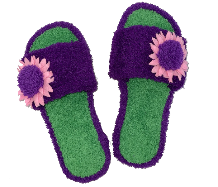 Casual LFO30 US 08 Flower Design Daily Wear Soft Flat Home Slippers for Women - Dark Purple - Zoom Image